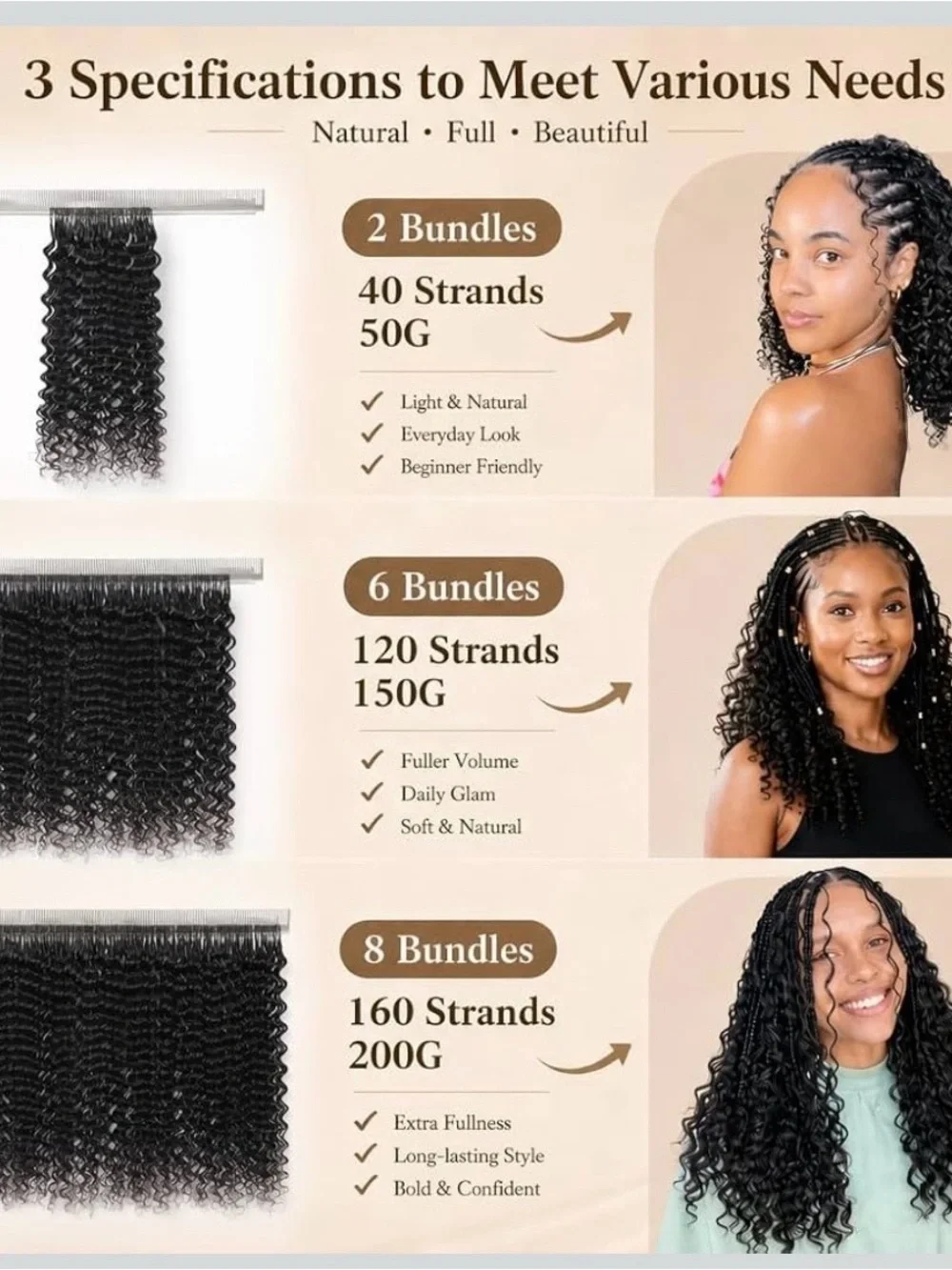 Natural Black Deep Wave Clip-In Extensions for Women